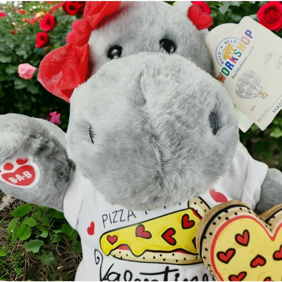 Build A Bear Valentine's Day Heartwarming Hippo Plush Red Heart Ears & Clothes - Picture 2 of 2